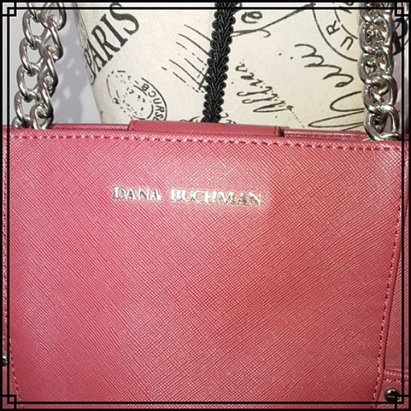 Dana Buchman Red Leather Shoulder Bag w/Chain Straps - Picture 7 of 10